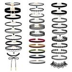 43 PCS Choker Necklace, BetterJonny Classic Stretch Colorful Choker and Black Velvet Gothic Choker for Women Teen Girls Tattoo Choker