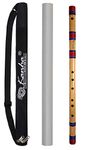 Kanha Flutes D Scale Natural Base Assam Bamboo Flute Musical Instrument Size 33 Inch Bansuri Right Handed with Flute Cover