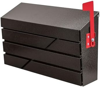YOOBOX Wall Mount Mailbox for House Outside, Large Capacity Mailbox with Flag Drop Box, Galvanized Steel and Rust-Proof Metal Post Box, 15.74"x9.84"x4.33", Black-Gold, MD065