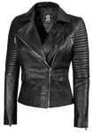 Black Asymmetrical Leather Jackets For Women - Real Lambskin leather Motorcycle Jacket Women | [1301825] Black GlGadt, XL