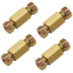 3/16" brake Line Brass Nut Fittings Set,4 Unions & 8 Nuts for SAE Inverted Flaring Brake Pipe (4.75mm)