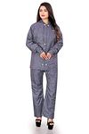 Flossy Polyester Rimzim Rain Standard Length Coat For Women's Waterproof Reversible Double Layer With Hood Set Of Relaxed Fit Top And Bottom Packed In A Storage Bag 2 Way(Both Side) Wearable(Xl,Grey)