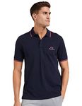 Van Heusen Athleisure Men Polo T-Shirt - 100% Combed Cotton - Antiviral, Ultra Soft, Short Sleeve_60045_Navyblue_M