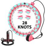 28 knots weighted hula hoop| smart hula hoop with skipping rope| hula hoops Great for Adults and Beginners| hula hoop with weight ball for everyone (Pink)