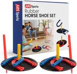 ARS Sports Indoor Outdoor Rubber Horseshoes Set: 4 Horseshoes, 2 Pegs, 2 Rubber Mats, 2 Red Plastic dowels & 1 Mesh Bag | Perfect for Tailgate, Beach, Parks, Picnics, Backyard, Fun for Kids Adults