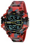 Acnos Polyurethane Premium Brand - Multi Functional Sports Digital Red Color Black Dial Men Watch, Red Band