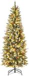 COSTWAY 5 FT/6 FT Pre-Lit Slim Penc
