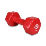 Nivia Vinyl Dumbbells for Hand Weights, Strength Training, Full Body Workout, Weight Loss & Exercise, Fitness Training, For Men & Women for Home Workouts, and Gym Equipment Set of 4 Kg Dumbbells (Red)