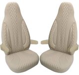 BREMER SITZBEZÜGE Custom Seat Covers Protective Covers Pilot Seats Driver and Passenger Set Compatible with Motorhome Fiat Ducato, Pössl, Knaus, Adria, Carthago, Pilote Laika WPL405 Beige