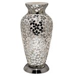 Britalia Mirrored Flower Mosaic Glass Vintage Vase Table Lamp 38cm | Chrome Base | 1 x ES E27 Bulb Required (Not Included) | Study - Bedroom - Lounge | Desk Light