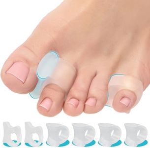 5 STARS UNITED Toe Spacers for Men & Women – 4 Big and 2 Pinky Gel Separators for Overlapping & Curled Toes, Bunions, Alignment - Silicone Spreader, Corrector & Straightener, Clear