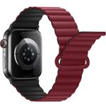 Anlinser Compatible with Apple Watch Band 46mm 45mm 44mm 42mm 41mm 40mm, Double Side Reversible Magnetic Bracelet Strap with Loop for iWatch Ultra 2 SE Series 10 9 8 7-1(42/41/40, Red/Black)