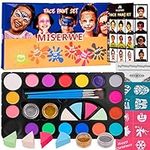 Miserwe Face Paint Kit 18 Colors Professional Washable Body & Face Paint for Kids Adult Perfect for Halloween Makeup Party Cosplay