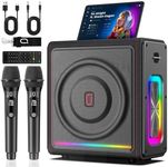 Karaoke Machine with 2 Wireless Mics | Bluetooth 5.3 Speaker with Bass/Treble Control & Pitch Correction | PA System with Echo Effect | Supports TV/TF Card/USB/AUX/Live/REC for Home Parties
