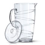 LIVIVO Swirl Design 2L Plastic Pitcher Jug with Lid and Vented Spout - Great for Picnics, BBQ’s, Poolside, Camping, Children’s Parties or Just Everyday Use (Clear)