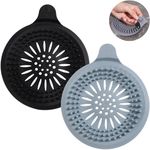 Shower Drain Hair Catcher with Suction Cups, 2 Pack Silicone Sink Strainer Protector Bathroom Accessories Hair Stopper, Easy to Install Filter Trap for Bathtub Kitchen Pet Hair