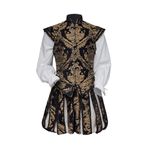 CosplayDiy Mens Tudor Costume Vest Pants Set Men's Tudor Elizabethan Costume Tudor Jerkin Doublet Breeches Suit, Black, XXL