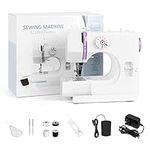 Mini Sewing Machines Portable Sewing Machine for Beginners and Kids Household Electric Heavy Duty Stitching Mending Machine with Pedal, Built-in 12 Stitches and Reverse Sewing, Purple