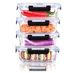 IUGHN Food Storage Containers with Lids Airtight Set of 4, 1520ml Large Glass Meal Prep Containers, Meal Prep Containers Reusable, Glass Containers with Lids, BPA Free & Leak Proof Food Containers