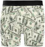 JHKKU Men's Underwear Soft Comfort Breathable 4" Boxer Briefs with Fly, Money Hundred Dollar Bill, X-Large