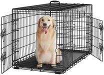 Yaheetech Dog Crate 42'' Double Door Dog Crate w/Divider for Puppy to Adult Large Collapsible Metal Dog Crate with Removable Tray Wire Dog Kennel Crate for Small Medium Dogs Travel Cage, Black