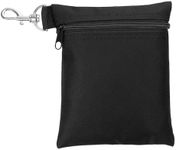 PATIKIL Golf Tee Pouch 6.7x5.5 Inch, Zipper Golf Ball Bag with Metal Lobster Claw Clip for Men Women Valuables Holder, Black