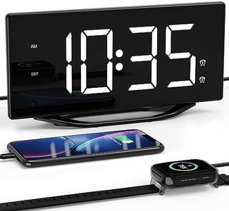 Digital Clock Large Display for Bedrooms, 8.7" LED Dual Alarm Clock with 7-Level Dimmer, 2 USB Phone Chargers, Memorize Settings,12/24 & DST, Plug in Bedside Electric Alarm Clock for Desk Home Office