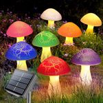 Homeleo 8-Pack Cracked Mushroom for Garden Decor, Solar Lights Outdoor Waterproof Garden Ornaments, Multicolored Mushroom Lamp, Super Cute Whimsical Solar Garden Stake Lights for Patio Outdoor Decor