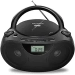 Nextron Portable Stereo CD Player Boombox with AM/FM Radio, Bluetooth, USB, AUX-in, Headphone Jack, CD-R/RW and MP3 CDs Compatible, Clear and Full Sound with Bass Boost, AC/Battery Operated – Black