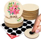 Crocowood 20 PCs Blank Wooden Circles for Crafts with Magnets - Round Wood Discs 5cm to Decorate Home Ornaments - Unfinished Craft Wooden Circles for DIY Project - Wooden Circle Ornaments for Crafting