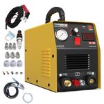 SUSEMSE Plasma Cutter, Non Touch Pilot Arc Cut 50 Amp Air Plasma Cutting Machine, Portable IGBT DC Inverter Plasma Cutting Equipment with LCD Digital Display, Accessories and Consumables