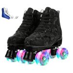 XUDREZ Roller Skates Women Men High-Top Light Up Roller Derby Skates Double Row Roller Skates Unisex Boys Girls for Beginner Indoor Outdoor with Shoes Bag (Black camouflage flash wheel, 37)