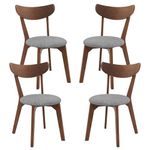 KOTEK Dining Chairs Set of 4, Mid Century Modern Kitchen & Dining Room Chairs w/Rubber Wood Legs, Cushioned Seat, Curved Backrest, Walnut Finished Wood Side Chairs for Bedroom, Living Room, Kitchen