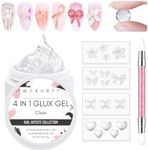 Makartt Solid Gel Builder Mini Kit for 3D Scupting DIY - 15ML 4 in 1 Nail Extension Gel,4 pcs Silicone Molds,1 Sculpting Brush,UV Glue for Acrylic Nails Rhinestones Gel Molding Manicure Hard Gel Kit