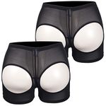 FLORATA Women's Butt Lifting Shapewear Butt Lifter Panties Hip Enhancer Underwear Body Shaper Tummy Control Panties, #1 Black(2*pack), X-Large