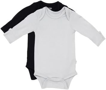 KYTE BABY – Unisex Long Sleeve Baby Bodysuits 97% Rayon made from Bamboo, 3% Spandex Material 2-Pack (Midnight+Storm, 0-3 Months)