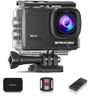 Apexcam 4K 60FPS 64MP WiFi EIS Action Camera Underwater Waterproof Camera Sports Camera Camcorder Ultra HD 40M 2.4G Wireless Remote Control 2.0'' LCD Screen 2x1350mAh Batteries and Accessories