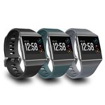 AIUNIT Compatible Fitbit Ionic Bands for Men Women Teens Kids Large with Smoke Gray Buckle, Replacement Strap Sport Accessory Wristband for Fitbit Ionic Smart Watch Black Blue-Gray Gray