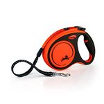 FLEXI® Xtreme M - Extra Robust Retractable Leash with 16 ft Extra Strong Tape | Protector Belt with Reflective Components | Handle Adjustment | Orange/Black