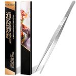 Gutsdoor Kitchen Tweezers 8 Inch Stainless Steel Tongs with Precision Serrated Tips for Cooking and Medical