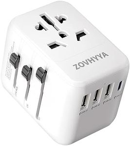 ZOVHYYA 5 IN 1 Adattatore Universale da Viaggio 15W Presa Universale da Viaggio con 3USB 1USB C 1 CA, Adattatore da Viaggio Italia Inghilterra America Australia Adattatore Viaggio 10A Fusibile