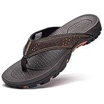 GUBARUN Mens Sport Flip Flops Comfort Casual Thong Sandals Outdoor Brown