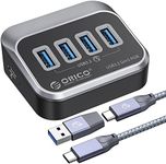 ORICO USB 3.0 Hub [5Gbps], 4 Port USB Hub with 1.64Ft USB-C Cable and USB-A Adapter, USB 3.2 Gen1 Splitter for iMac, All MacBooks, Mac Mini