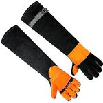 Leather BBQ Gloves,Heat Proof Grill Gloves,Heat Resistant Oven Mitts,BBQ Safety Gloves with Forearm Protector,Extreme Heat BBQ Gloves for Fireplace,Stove, Oven, Grill, BBQ, Pot Holder, Animal Handling