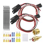 Hoypeyfiy Dual Electric Cooling Fan Wire Harness Kit 185 On 175 Off Temperature Sensor Switch 40 AMP Relay