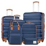 LONG VACATION Luggage Set 4 Piece Luggage Set ABS Hardshell TSA Lock Spinner Wheels Luggage Carry on Suitcase (NAVY, 6 piece set（BP）)