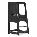 Dream On Me Explora Toddler Learning Tower In Black, Anti-Slip Base, Multipurpose Kids Step Stool, 3 Platform Heights, Chalkable Black Board, Children’s Step Stool