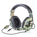 Picozon Gaming Headset with Microphone, 3.5mm Plug Headphone for PS4, Playstation 4, XBox One, Computer, Laptop, iPad, Surface, Smartphone - Camouflage