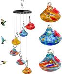 Wind Chime Hummingbird Feeder, Unique Hand Blown Glass Hummingbird Feeders for Outdoors, Never Leak, Perfect Garden Decor for Garden Patio