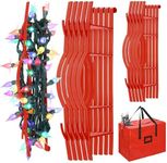 RUODON 12 Pack Christmas Lights Storage Holders with Storage Bag Hanging Rope Cord String Winder Organizer Holiday Lights Storage Hold Up to 164 Feet for Tree Lights, Electric Cords, Garlands (Red)